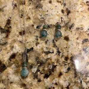 Genuine Gemstone Jasper Pendant and Earrings
